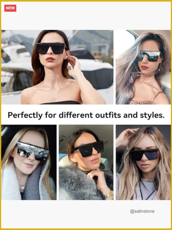 Oversized Square Flat Top Sunglasses for Women Men UV400 Non-Polarized main image 5